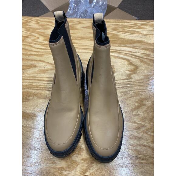 Sorel Brex Chelsea Boots Women 9 Beige Leather Pull On Waterproof LL6060-253 S49